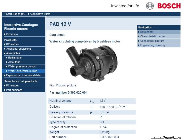 Дополнительная бесколлекторная помпа bosch 0392023004 с доставкой